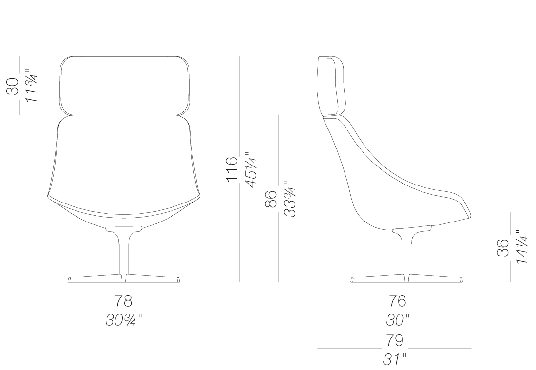 Auki S113 Lounge Chair Star Shaped Swivel Base Lapalma